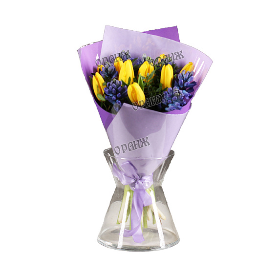 Букет из гиацинтов и тюльпанов — фото 1