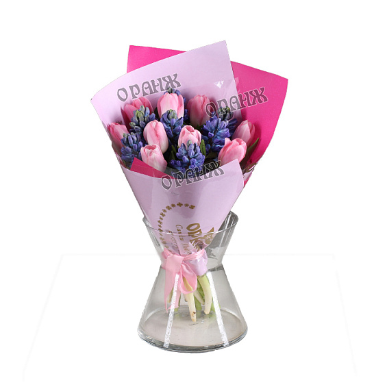 Букет из гиацинтов и тюльпанов — фото 1