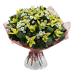 Букет из орхидей и хризантемы Сантини