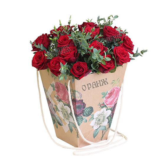 Букет из красных роз в сумочке — фото 1
