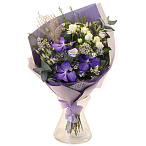 Букет из орхидеи Ванда и лизиантуса